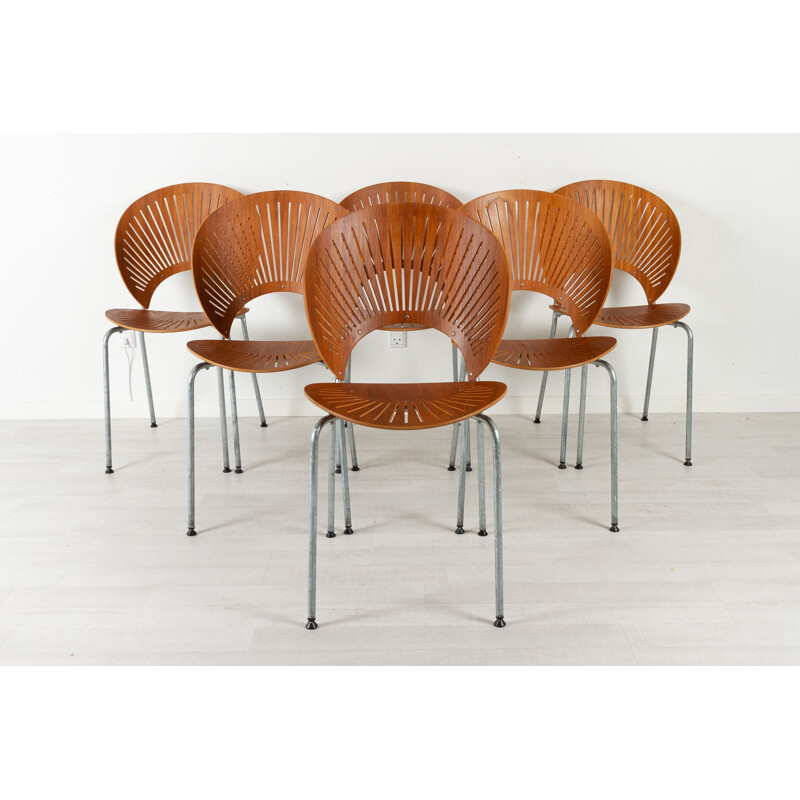 Set of 6 vintage Trinidad dining chairs in teak by Nanna Ditzel for Fredericia, Denmark 1990s