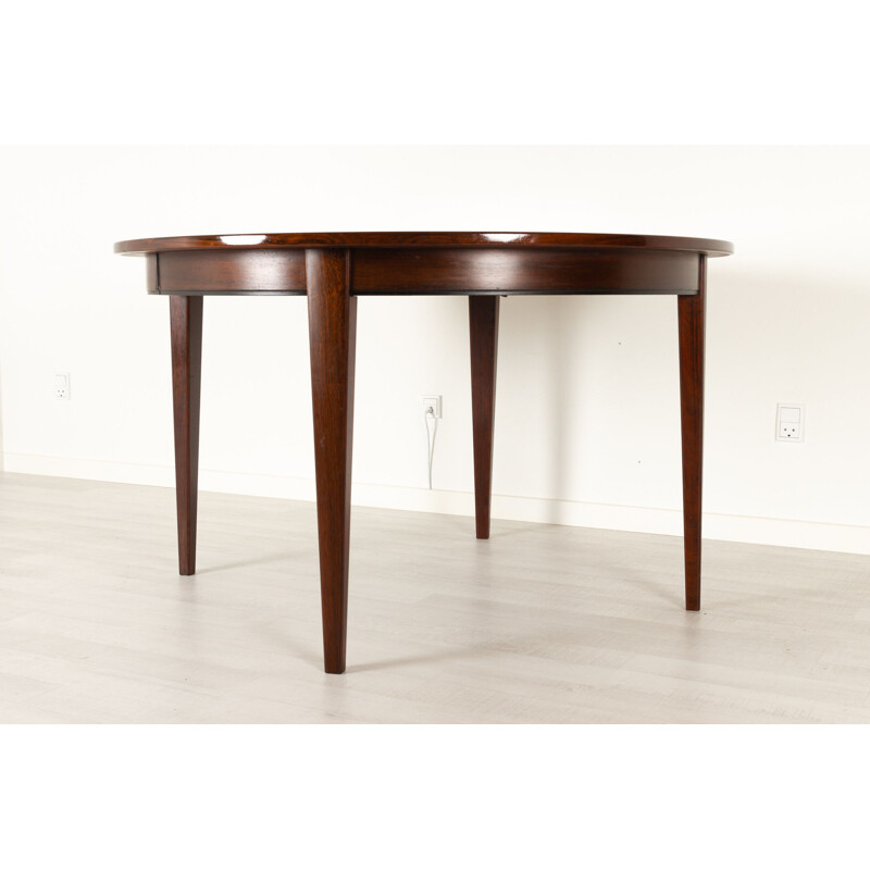 Vintage Danish round rosewood model 55 dining table by Gunni Omann for Omann Jun, 1960s
