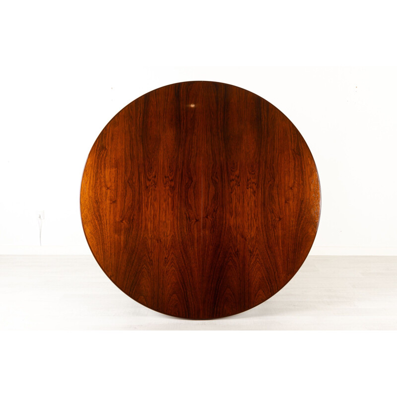 Vintage Danish round rosewood model 55 dining table by Gunni Omann for Omann Jun, 1960s