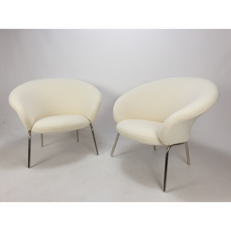 Paar vintage stalen fauteuils "F570" van Pierre Paulin voor Artifort, 1960