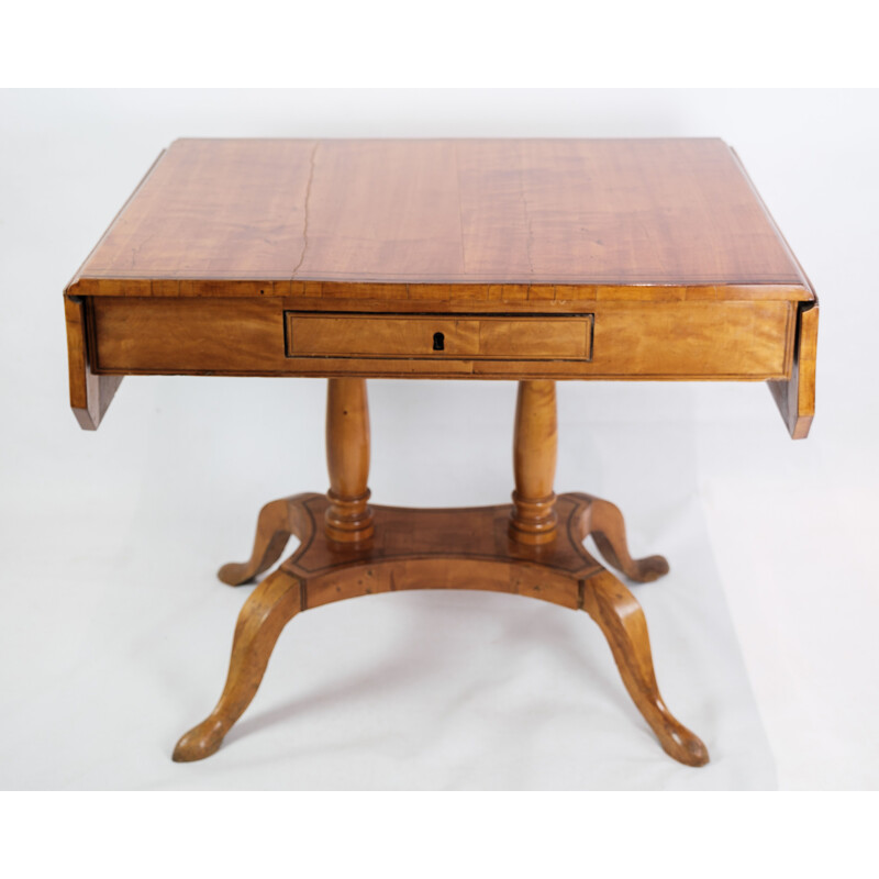 Table vintage Empire à faps et marqueterie en bois de bouleau, Danemark 1840