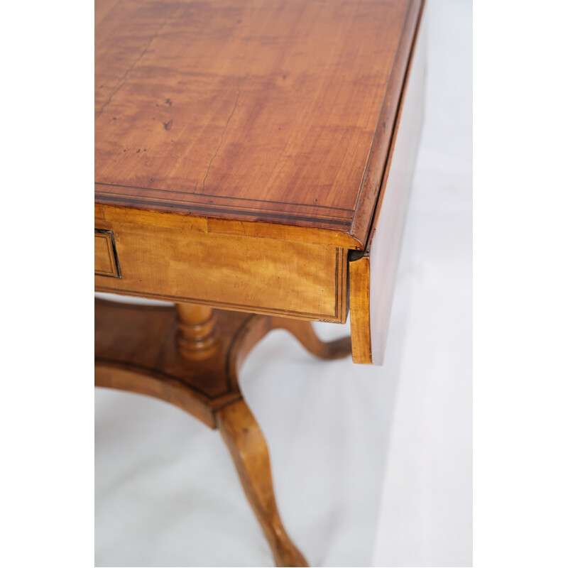 Vintage Empire table with faps and marquetry in birch wood, Denmark 1840s