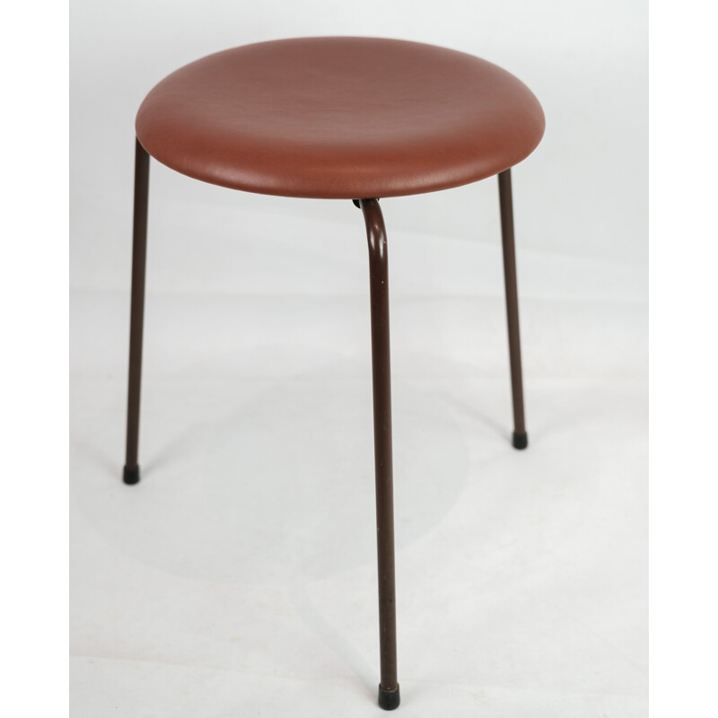 Vintage Dot Stool stool in leather by Arne Jacobsen, 1960s