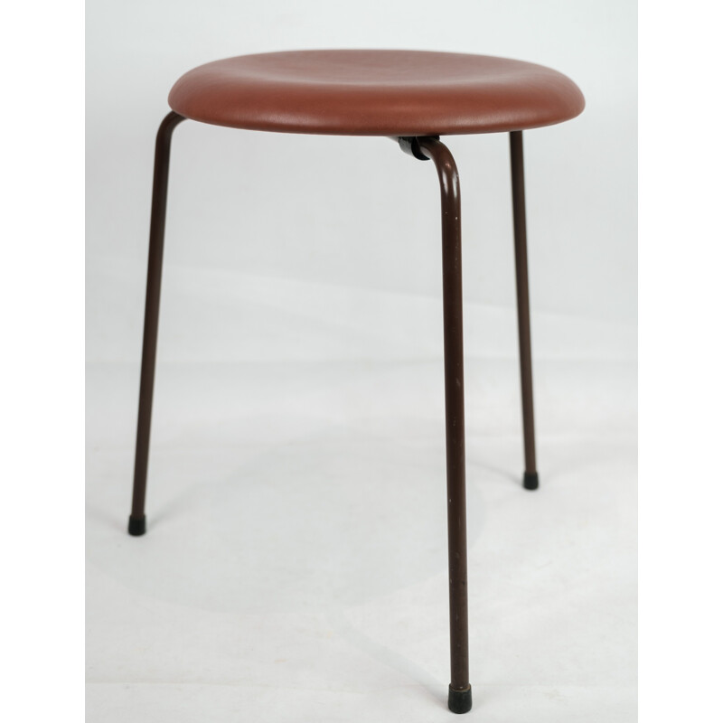 Vintage Dot Stool stool in leather by Arne Jacobsen, 1960s