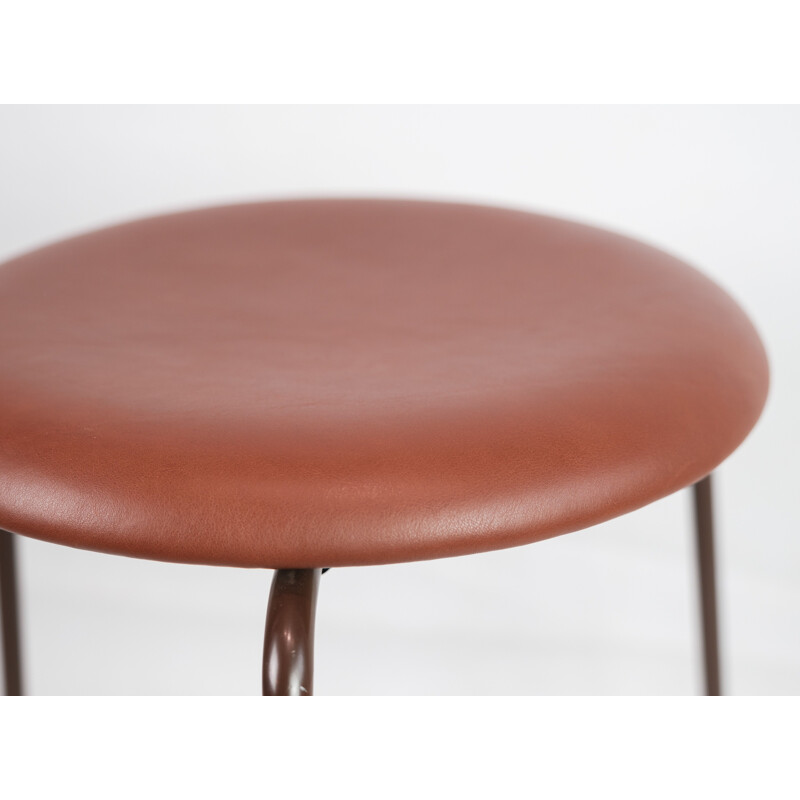 Vintage Dot Stool stool in leather by Arne Jacobsen, 1960s