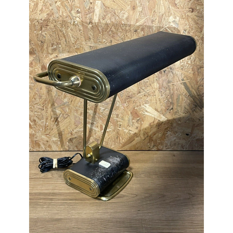 Vintage Jumo N71 black and gold metal table lamp, 1950
