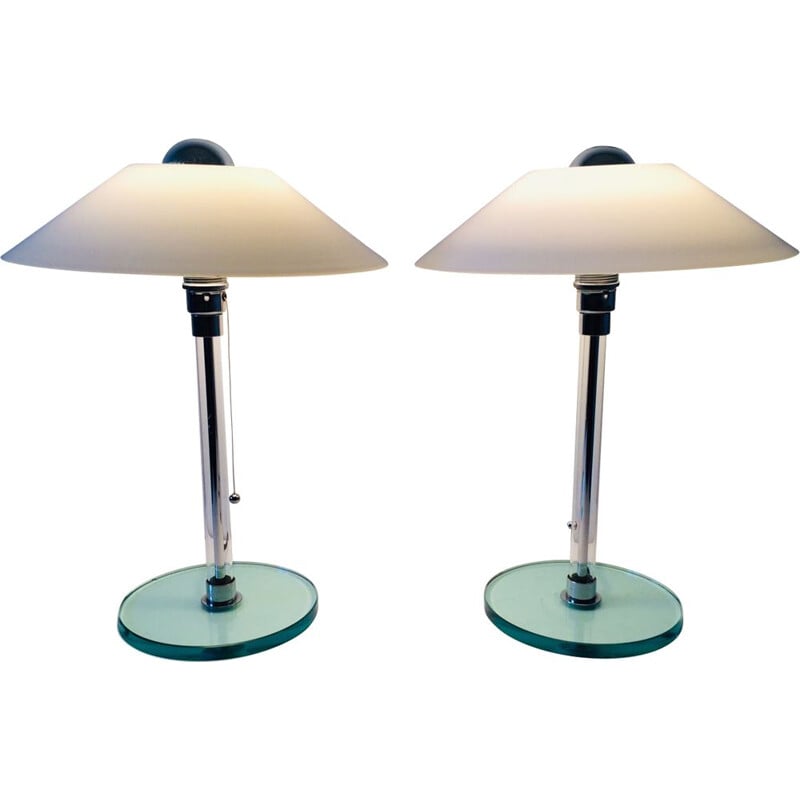 Paire de lampes de table vintage Post Modern en verre, Italie 1980