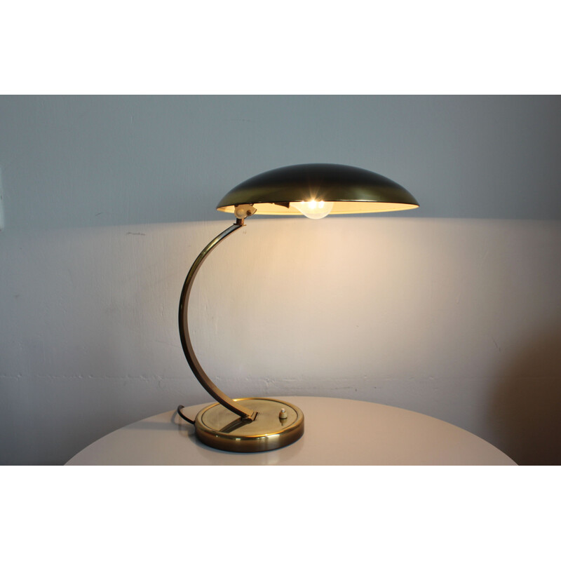 Lampe de bureau vintage Bauhaus Idell 6751 en laiton par Christian Dell pour Kaiser
