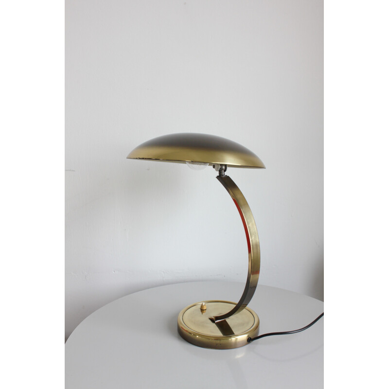 Lampada da tavolo vintage Bauhaus Idell 6751 in ottone di Christian Dell per Kaiser