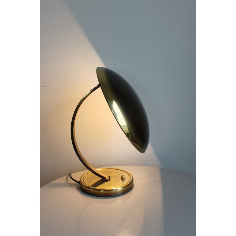 Lámpara de escritorio Vintage Bauhaus Idell 6751 en latón por Christian Dell para Kaiser