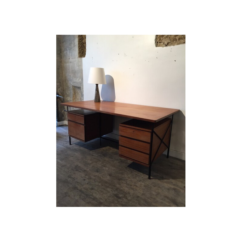 Minvielle desk in wood and metal, ARP -  1960s