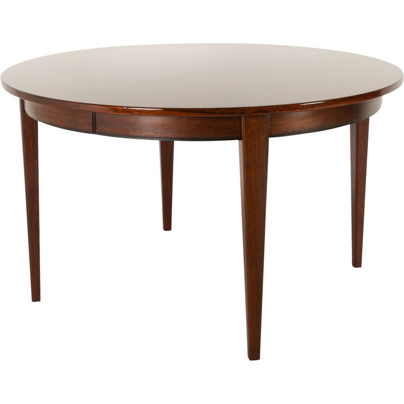 Vintage Danish round rosewood model 55 dining table by Gunni Omann for Omann Jun, 1960s