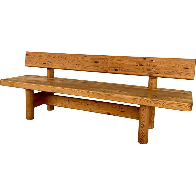 Vintage Swedish pine bench, 1970