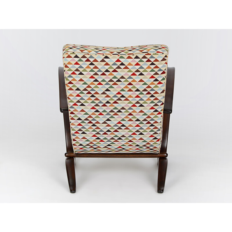 H-269 Lounge Chair in fabric and wood, Jindrich HALABALA - 1930s