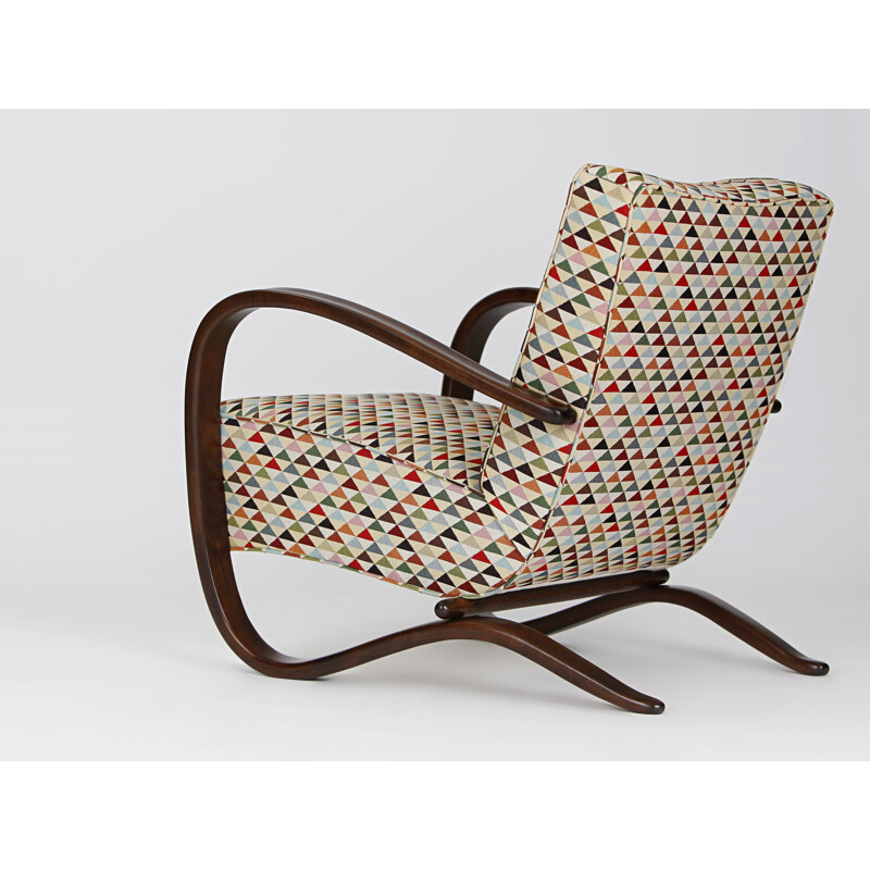 H-269 Lounge Chair in fabric and wood, Jindrich HALABALA - 1930s