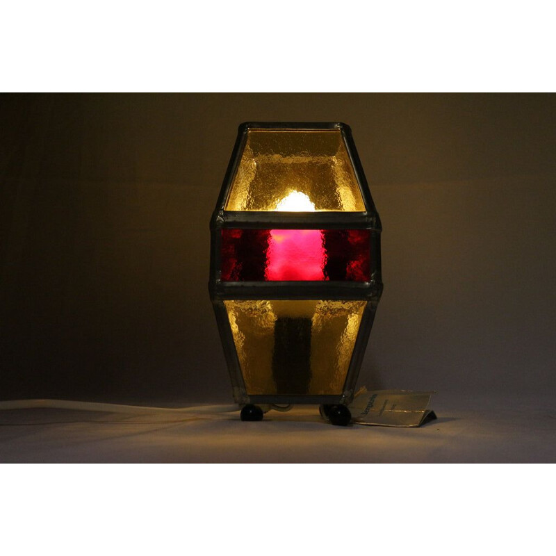 Vintage stained glass table lamp by Erik Berström, 1960
