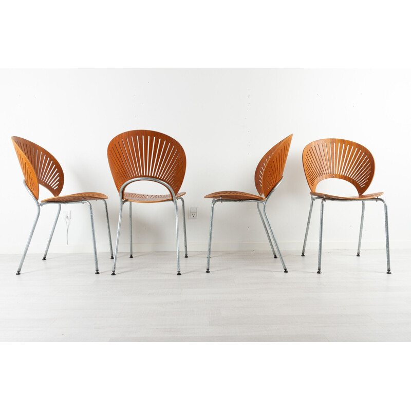 Ensemble de 4 chaises vintage Trinidad en teck par Nanna Ditzel pour Fredericia, Danemark 1990