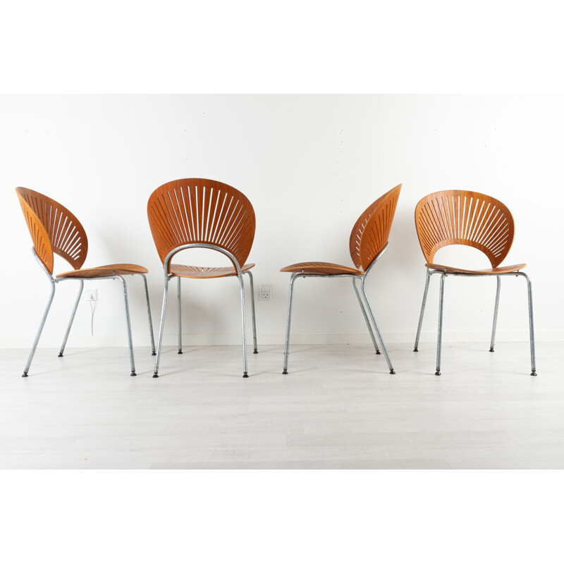 Set of 4 vintage Trinidad dining chairs in teak by Nanna Ditzel for Fredericia, Denmark 1990s