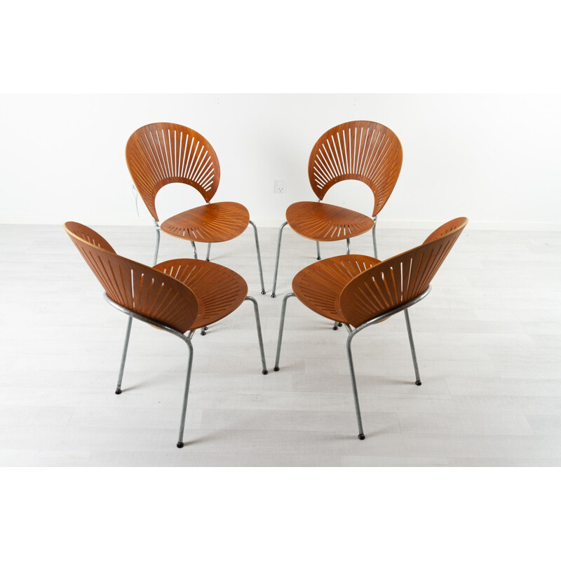 Set of 4 vintage Trinidad dining chairs in teak by Nanna Ditzel for Fredericia, Denmark 1990s