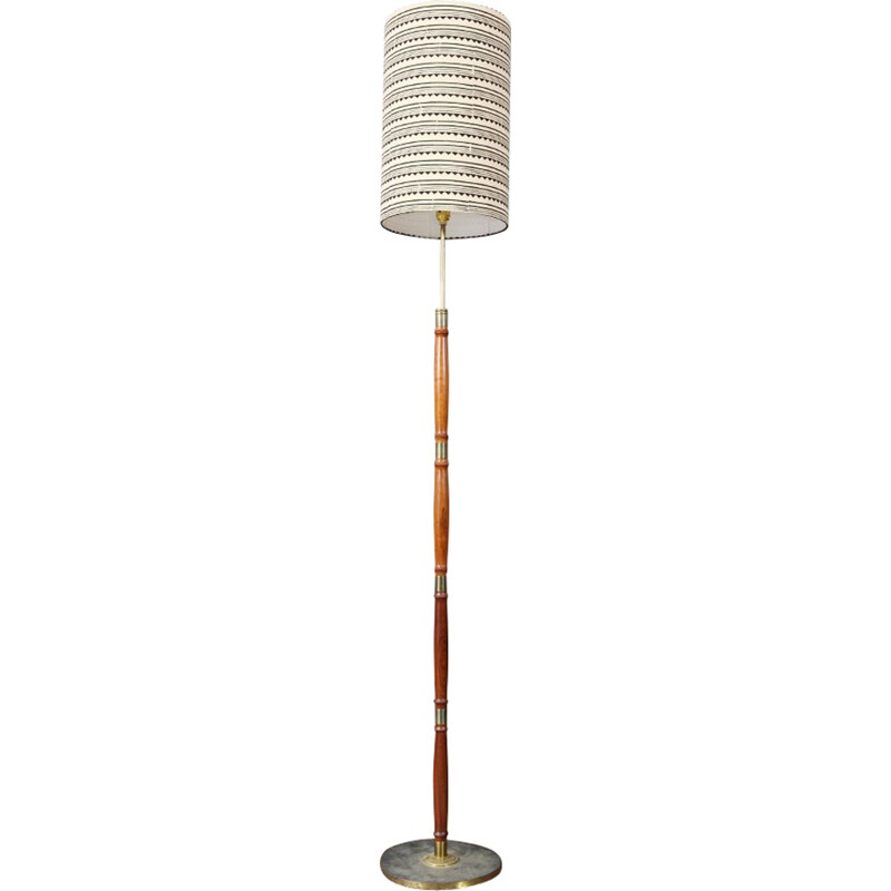 Mid-century floor lamp in teak and brass - 1960s