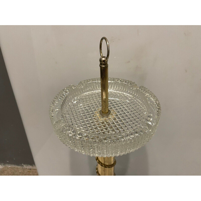 Vintage ashtray in crystal and brass, Italy 1970