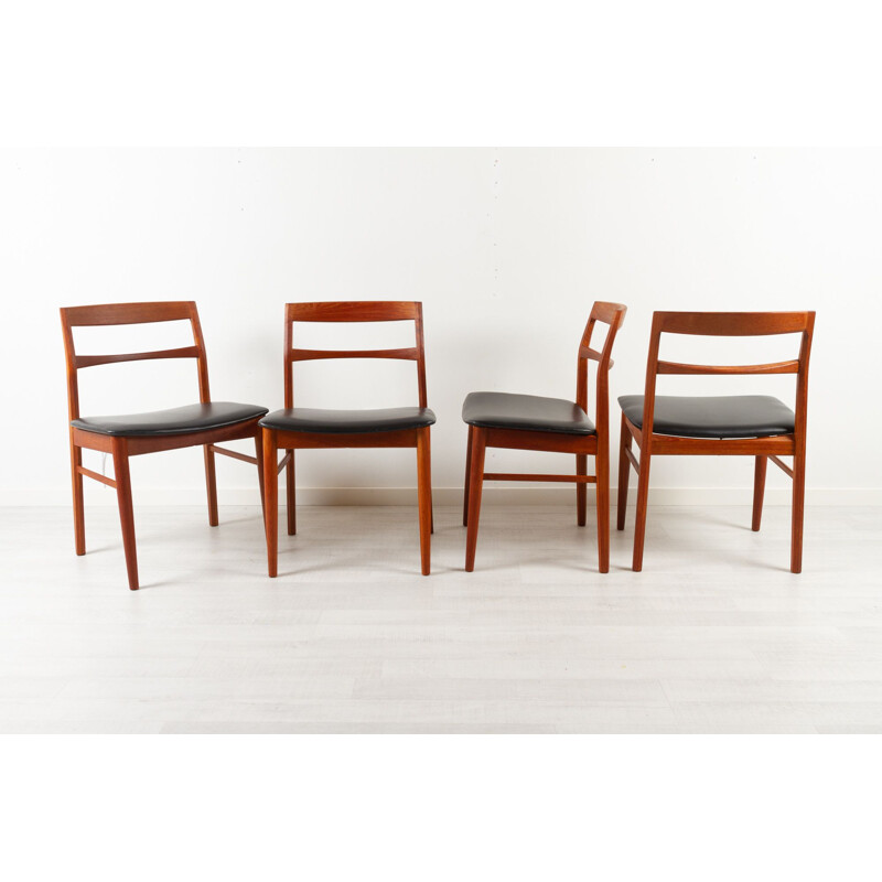 Conjunto de 4 cadeiras de teca dinamarquesas vintage de Kjærnulf para Vejle Møbelfabrik, 1960