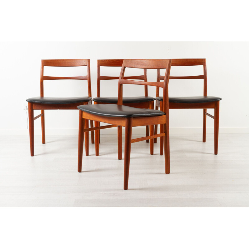 Set of 4 vintage Danish teak dining chairs by Kjærnulf for Vejle Møbelfabrik, 1960s