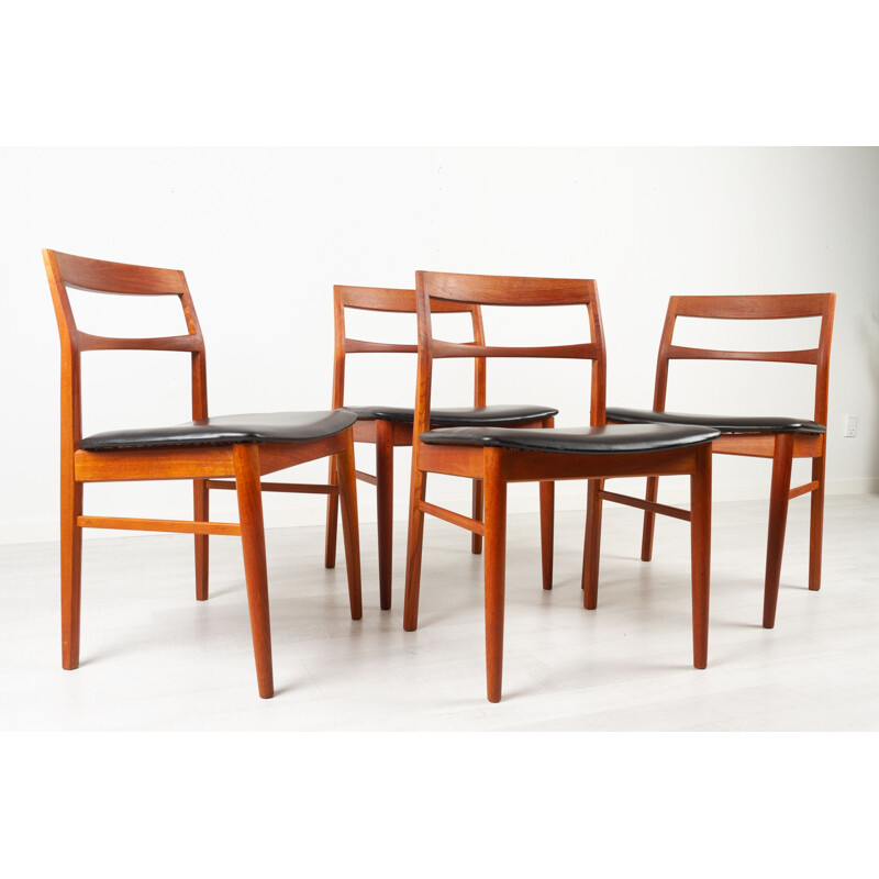 Set of 4 vintage Danish teak dining chairs by Kjærnulf for Vejle Møbelfabrik, 1960s