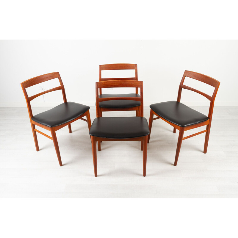 Set of 4 vintage Danish teak dining chairs by Kjærnulf for Vejle Møbelfabrik, 1960s