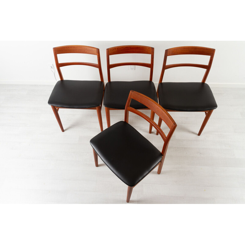 Set of 4 vintage Danish teak dining chairs by Kjærnulf for Vejle Møbelfabrik, 1960s