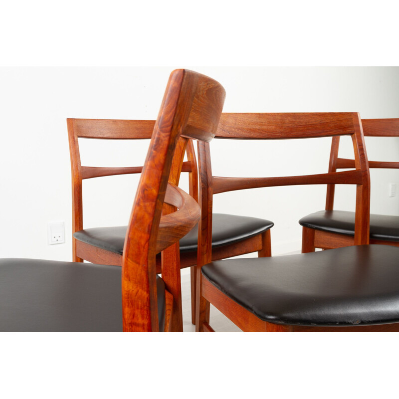 Set of 4 vintage Danish teak dining chairs by Kjærnulf for Vejle Møbelfabrik, 1960s