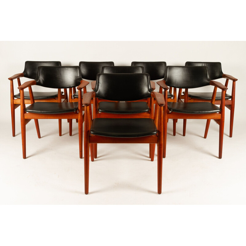 Set of 8 vintage Danish teak Gm11 armchairs by Svend Åge Eriksen for Glostrup, 1960s