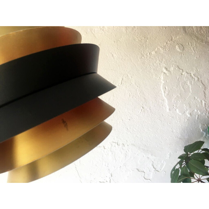Scandinavian vintage pendant lamp with brassed and black layers, 1960s