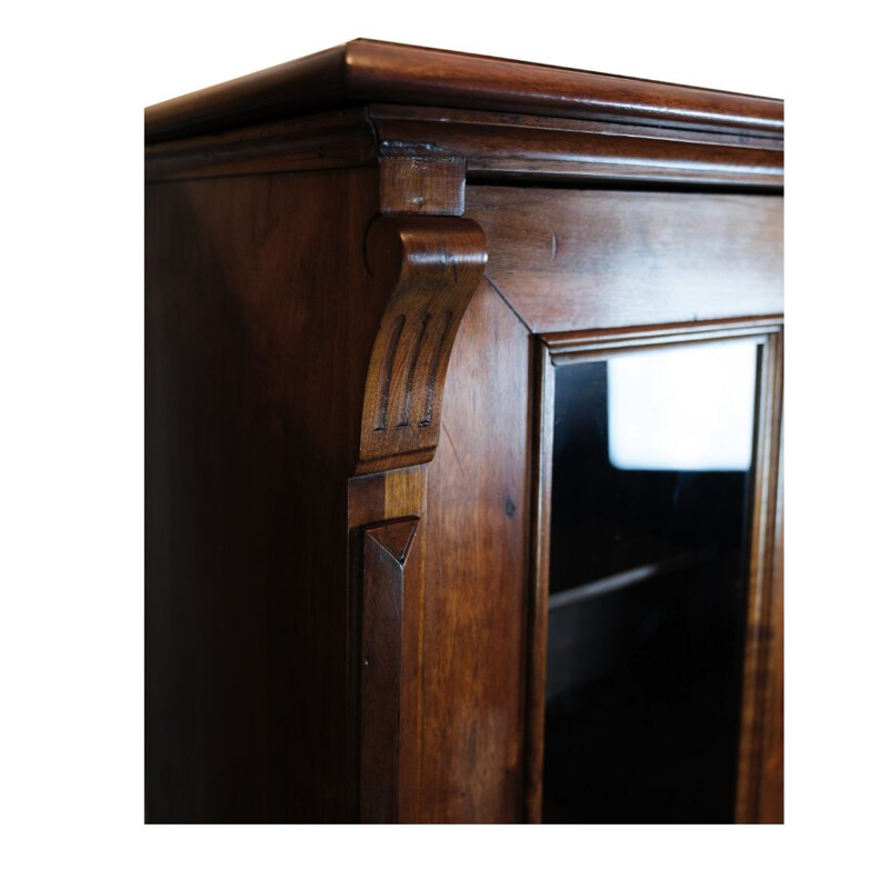 Vintage glass and walnut display cabinet, Denmark 1860s