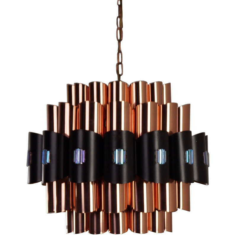 Danish Coronell Elektro hanging lamp in copper and metal, Werner SCHOU - 1970s