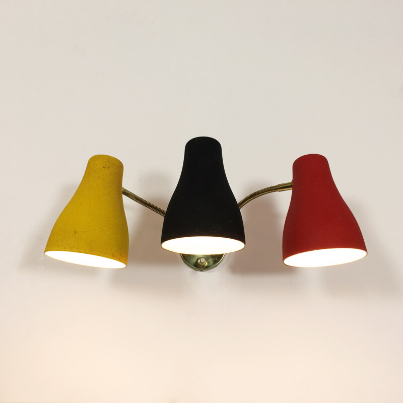 Mid Century wall lamp with 3 shades - 1950s