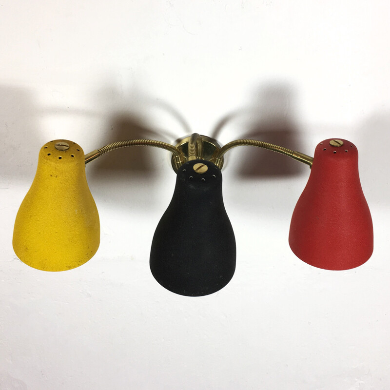 Mid Century wall lamp with 3 shades - 1950s