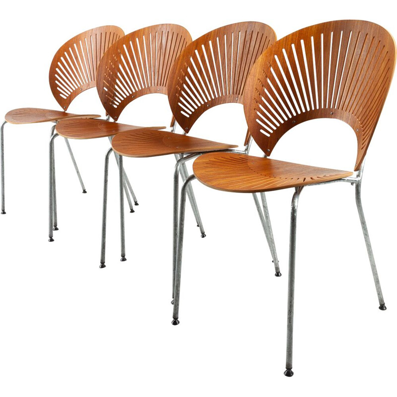 Set of 4 vintage Trinidad dining chairs in teak by Nanna Ditzel for Fredericia, Denmark 1990s