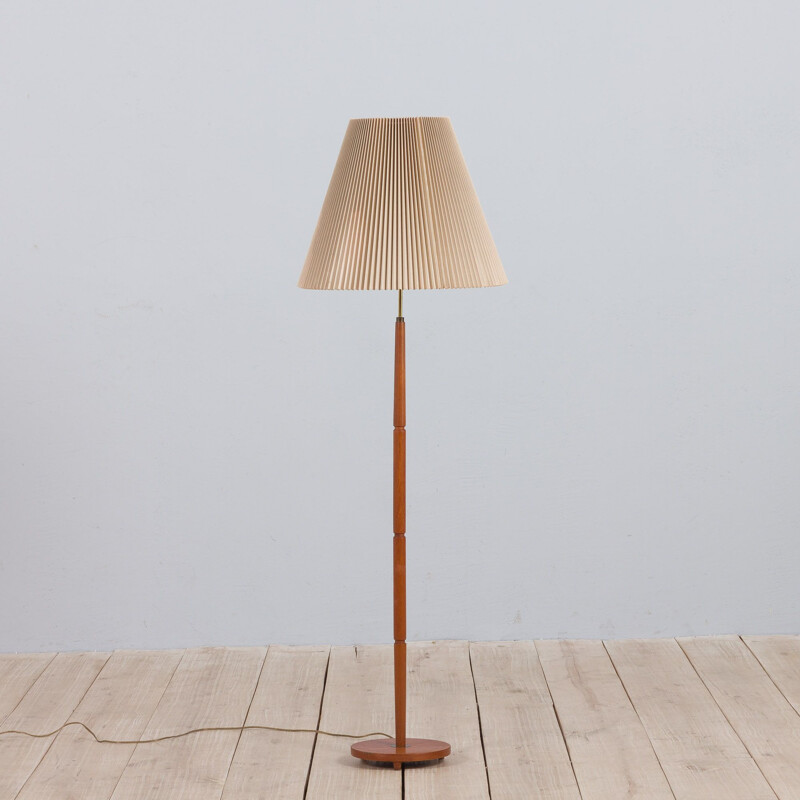Danish vintage floor lamp in teak and brass