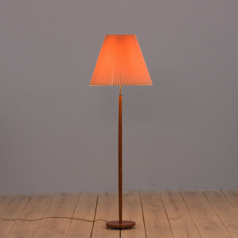 Danish vintage floor lamp in teak and brass