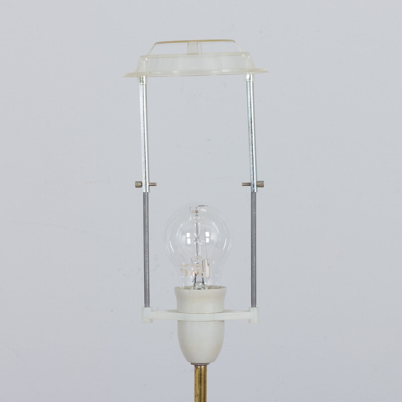 Vintage Deense vloerlamp in teakhout en messing