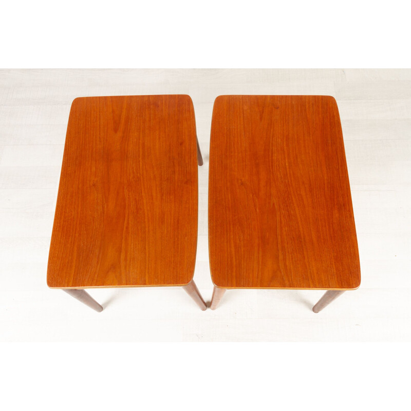 Pair of vintage teak stools by Sigfred Omann for Ølholm Møbelfabrik, Denmark 1950