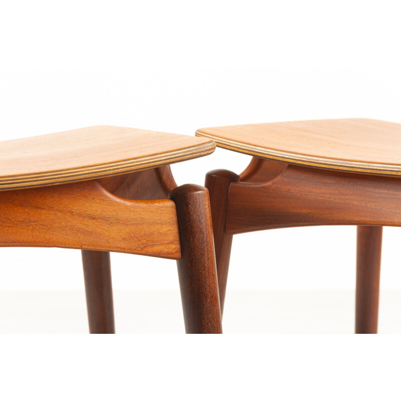Pair of vintage teak stools by Sigfred Omann for Ølholm Møbelfabrik, Denmark 1950