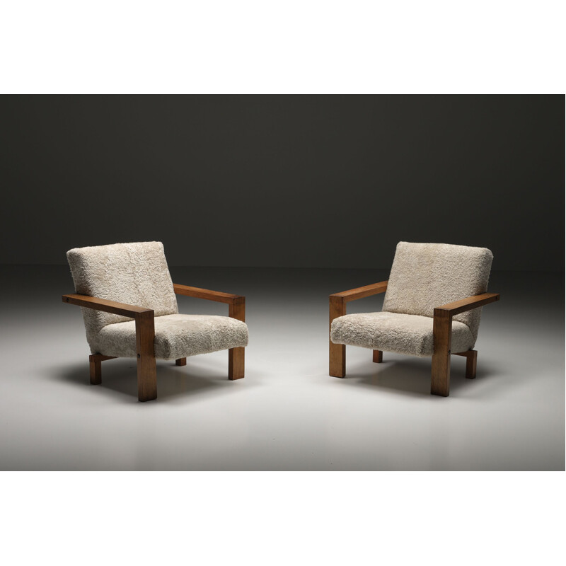 Pair of vintage armchairs by Wim Den Boon, 1950s