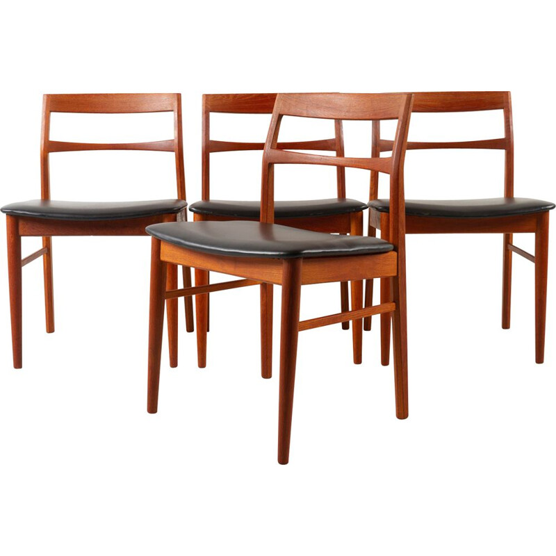 Set of 4 vintage Danish teak dining chairs by Kjærnulf for Vejle Møbelfabrik, 1960s