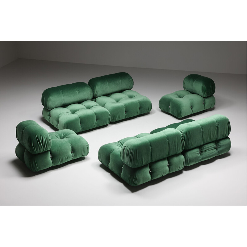 Modulares Vintage Camaleonda-Sofa in grünem Samt von Mario Bellini, 1970