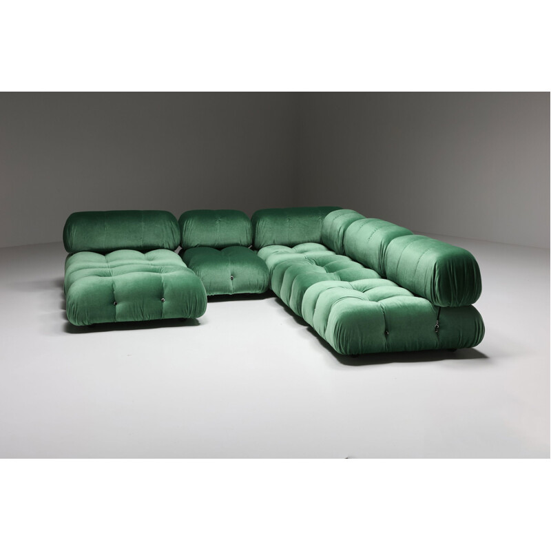 Modulaire groen fluwelen vintage Camaleonda bank van Mario Bellini, 1970