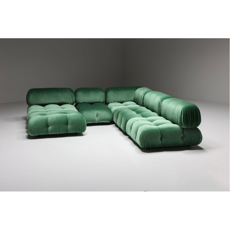 Modulares Vintage Camaleonda-Sofa in grünem Samt von Mario Bellini, 1970