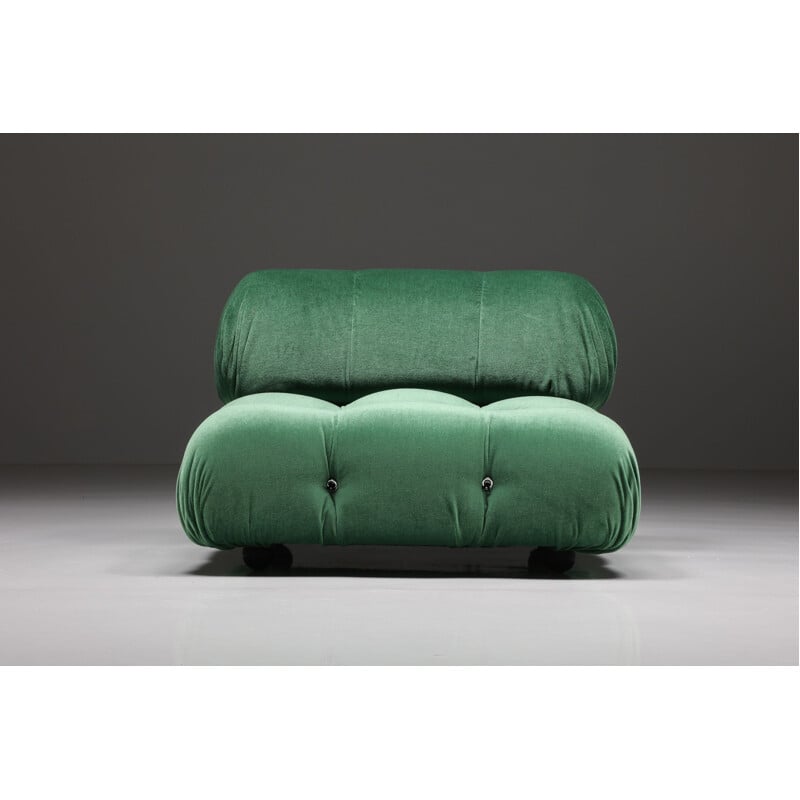 Vintage Camaleonda modular velvet green sofa by Mario Bellini, 1970