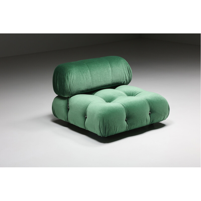 Vintage Camaleonda modular velvet green sofa by Mario Bellini, 1970